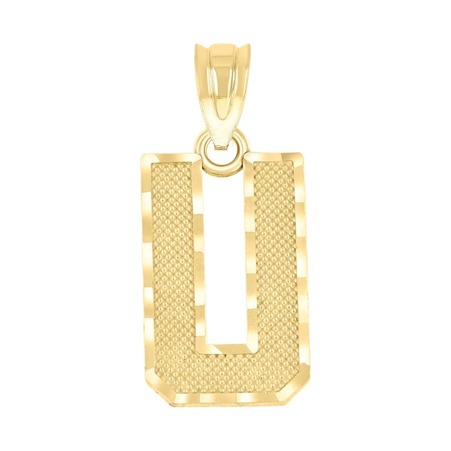 10K Gold Initial Letter Pendant "U"