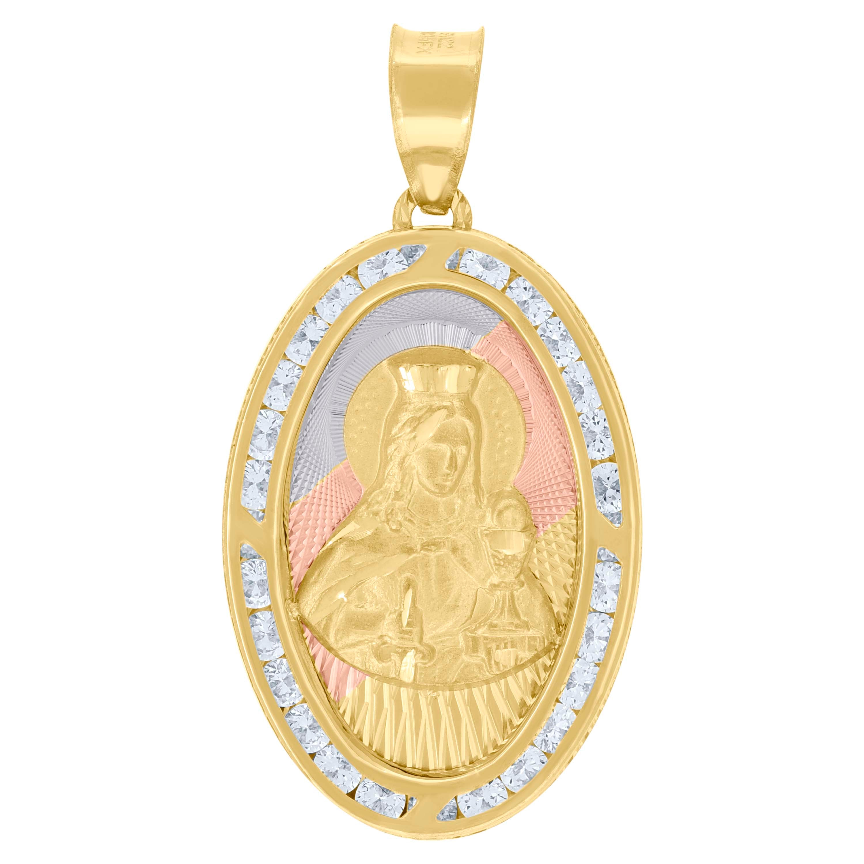 10Kt Gold Tri-Color Cz Pendant