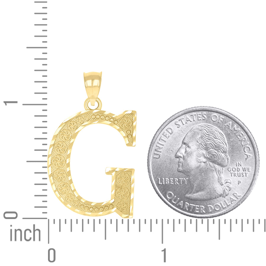 10K Gold Initial Letter Pendant "G"
