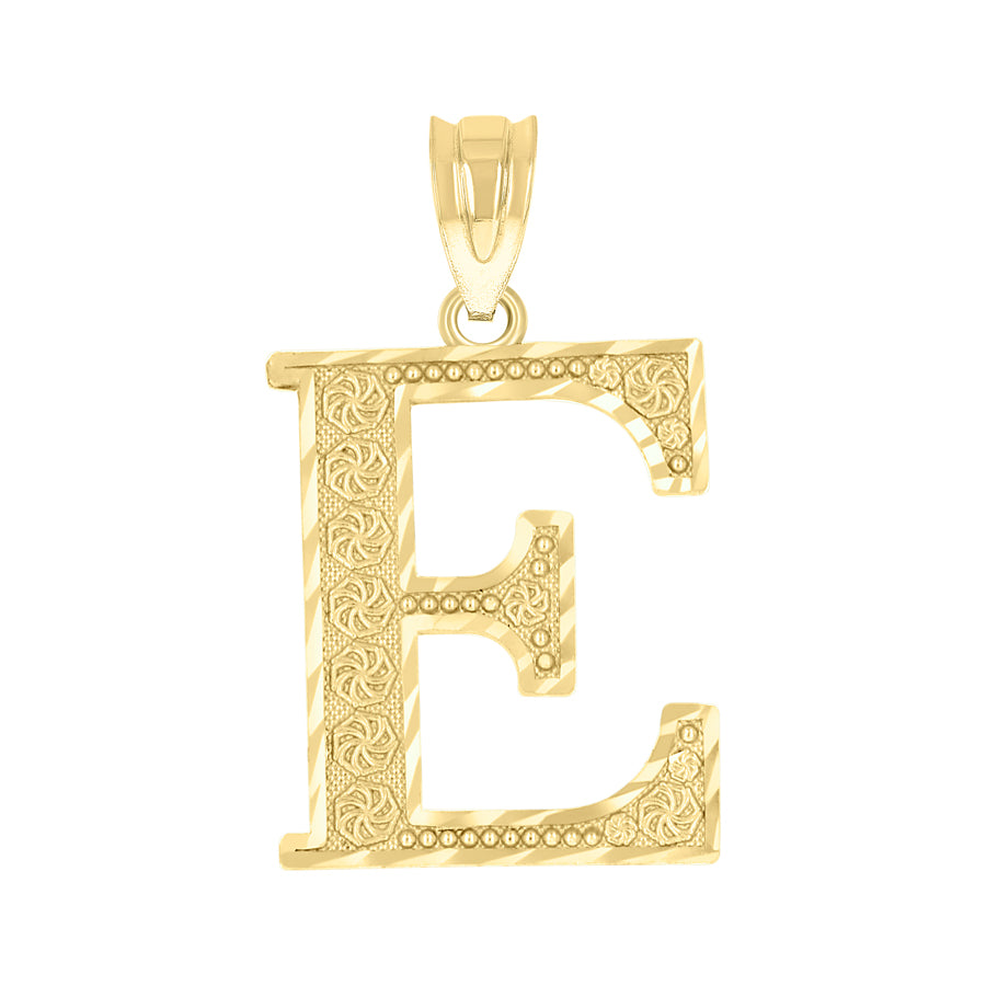 10K Gold Initial "E" Letter Pendant