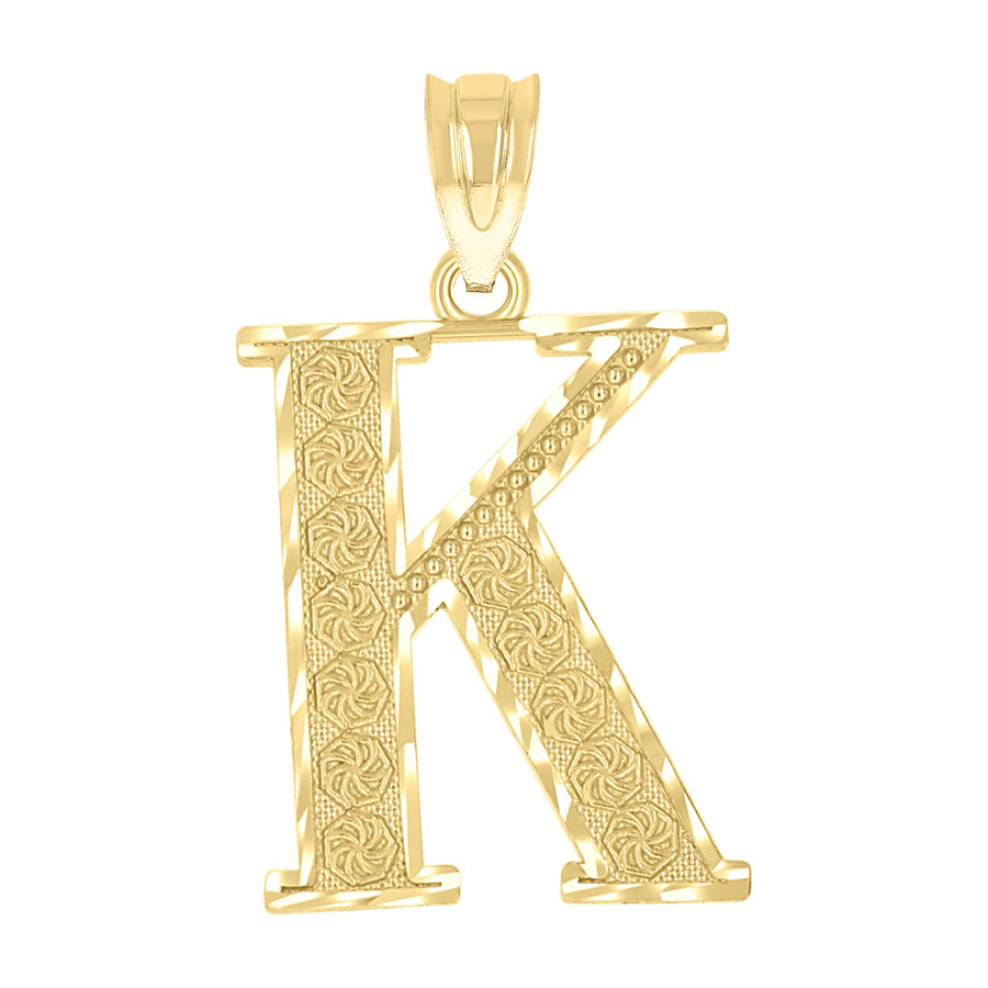 10K Gold Initial "K" Letter Pendant