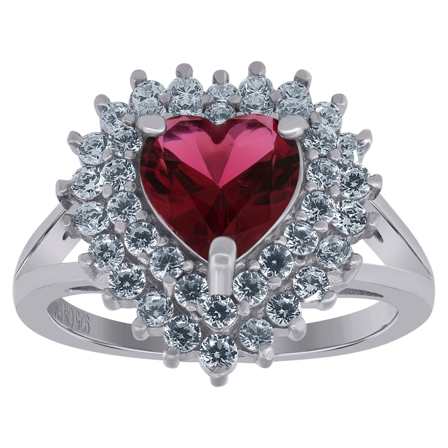 925 Sterling Silver Cz Heart Ring