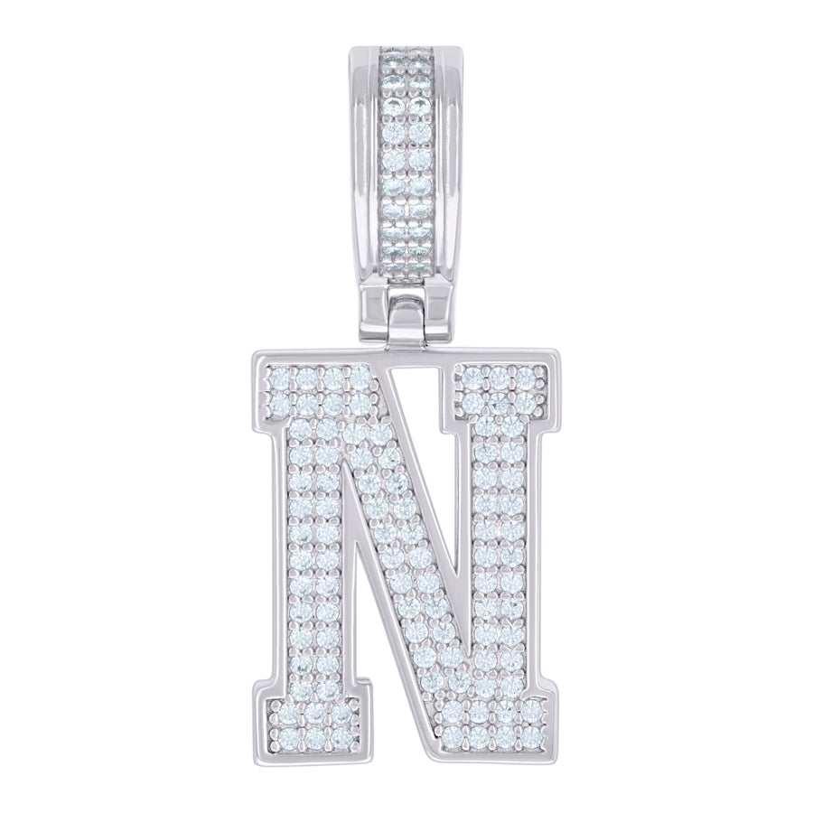 925 Sterling Silver Pendant Inital Letter "N"