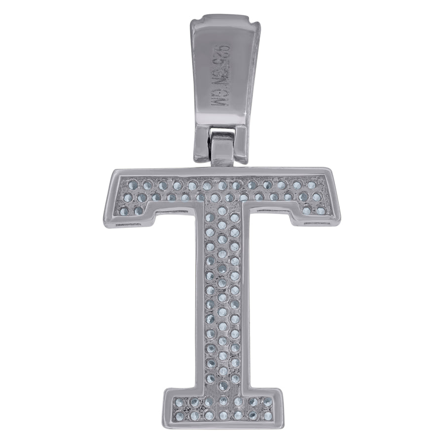 925 Sterling Silver Pendant Inital Letter "T"