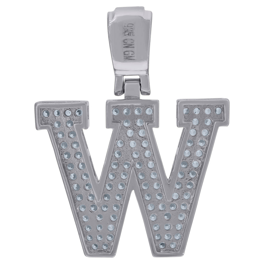 925 Sterling Silver Pendant Inital Letter "W"