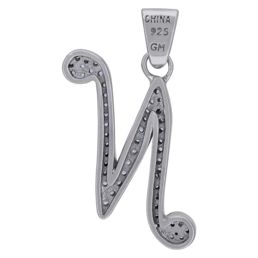 925 Sterling Silver Initial Letter "N" Pendant