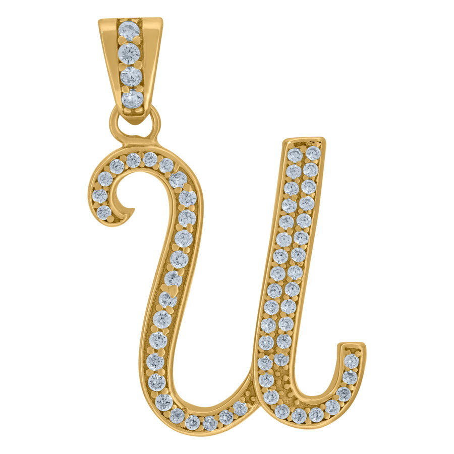 925 Sterling Silver Initial Letter "U" Pendant
