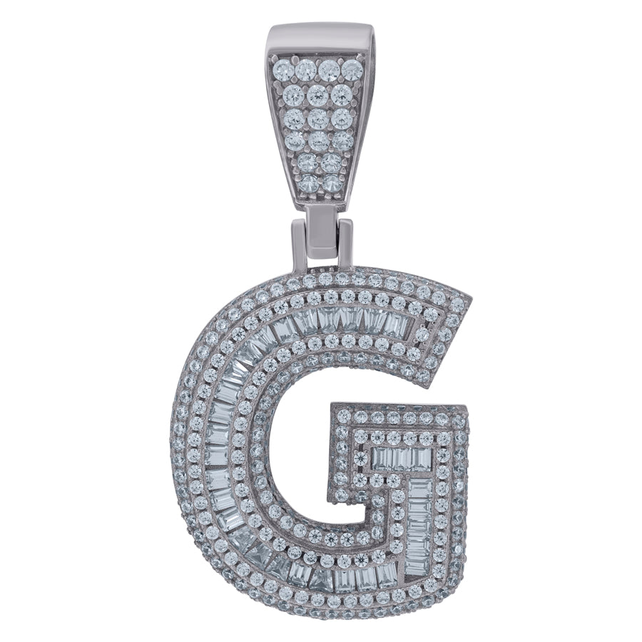925 Sterling Silver Initial Letter "G" Pendant