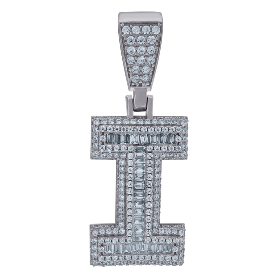 925 Sterling Silver Initial Letter "I" Pendant