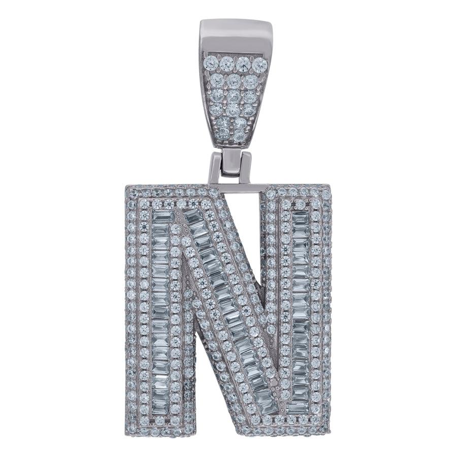 925 Sterling Silver Initial Letter "N" Pendant