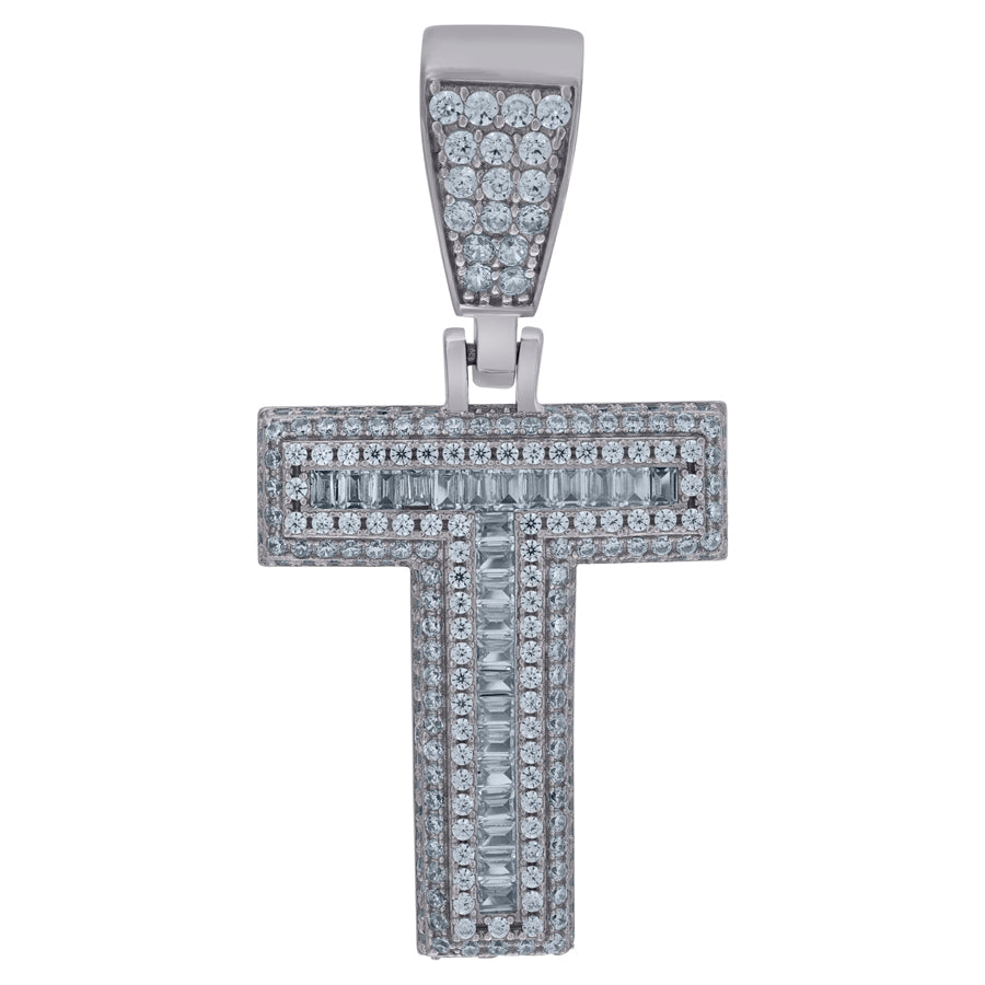 925 Sterling Silver Initial Letter "T" Pendant