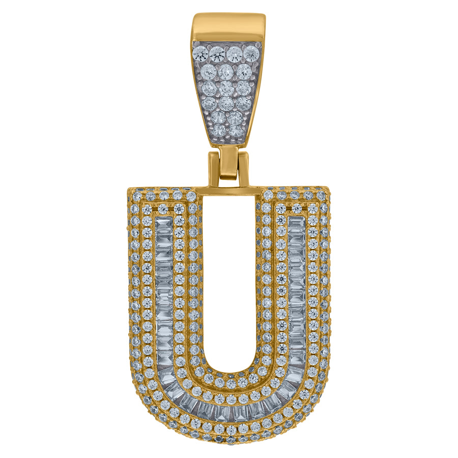 925 Sterling Silver Initial Letter "U" Pendant