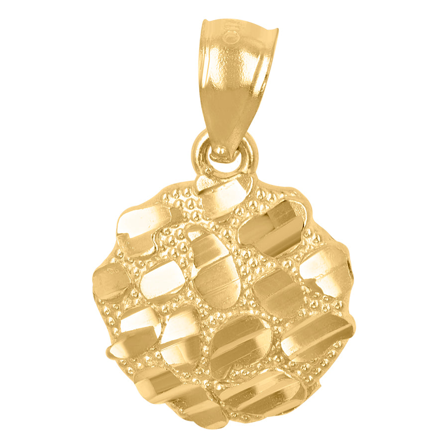 10Kt Gold Round Nugget Pendant