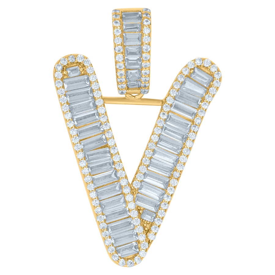 925 Sterling Silver Initial Pendant "V"