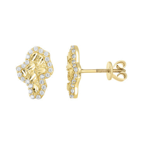 10K Gold Cz Nugget Earrings
