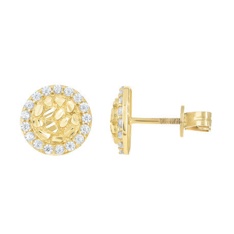 10K Gold Cz Nugget Earrings