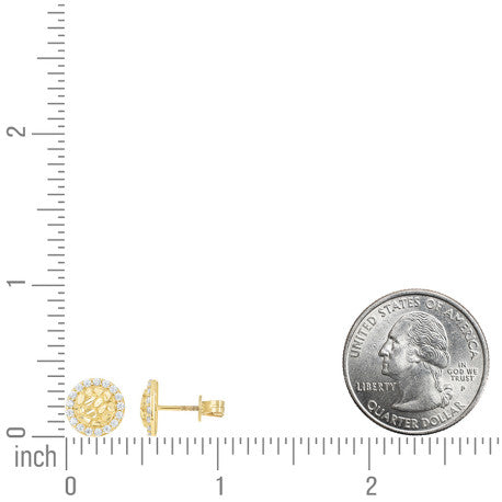 10K Gold Cz Nugget Earrings