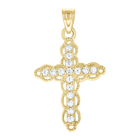 10Kt Cz-Cross Charm