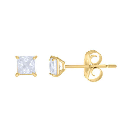 10Kt Gold 3Mm Square Cz Earing