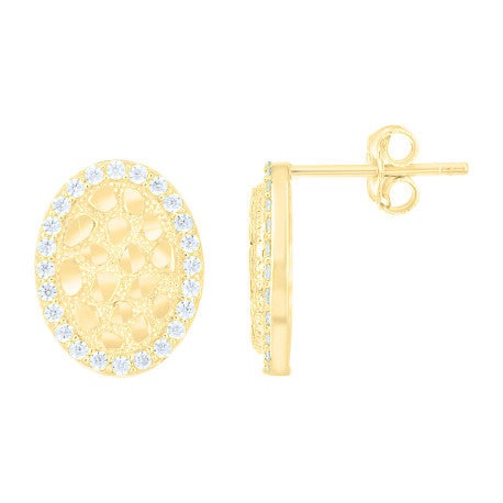 10Kt Gold Cz Nugget Earring