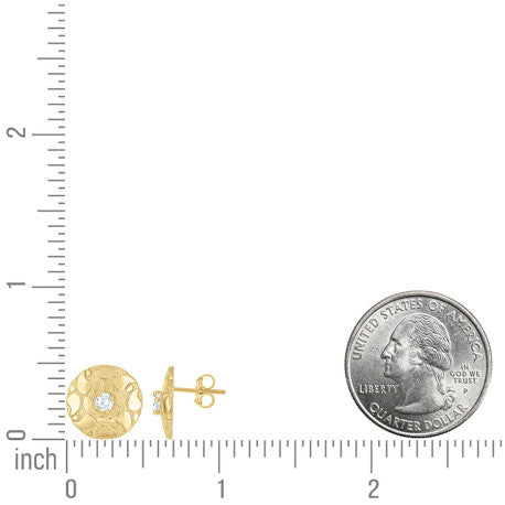 10Kt Gold Cz Nugget Earring
