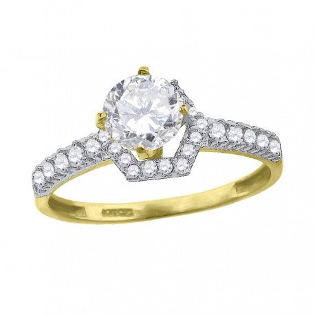 10Kt-Gold Cz-Trio Ring