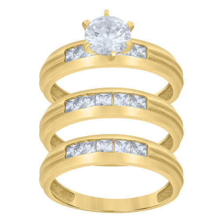 10Kt Gold Cz Trio Ring