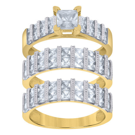 10Kt Gold Cz Trio Ring