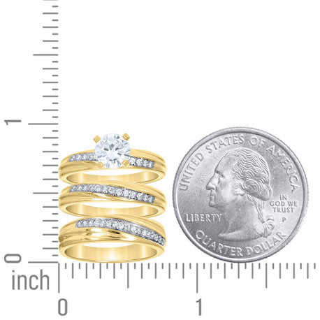 10Kt Gold Cz Trio Ring