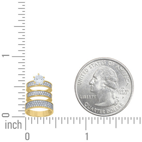10Kt Gold Cz Trio Ring