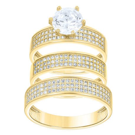 10Kt Gold Cz Trio Ring