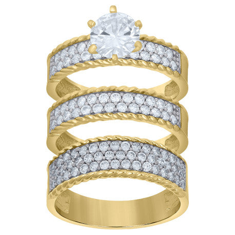 10Kt Gold Cz Trio Ring