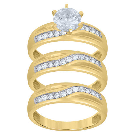 10Kt Gold Cz Trio Ring