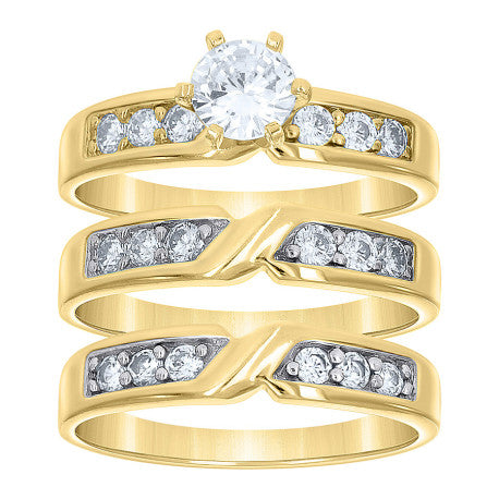 10Kt Gold Cz Trio Ring