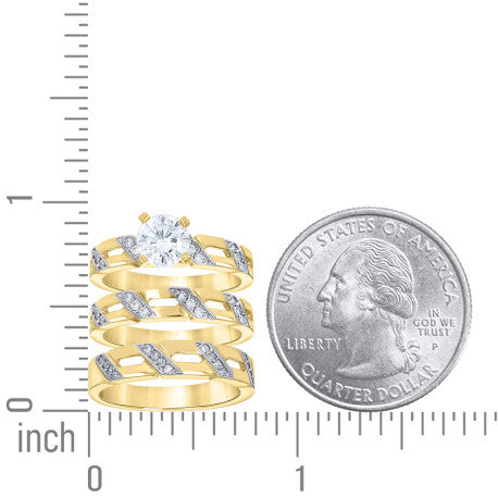 10Kt Gold Cz Trio Ring