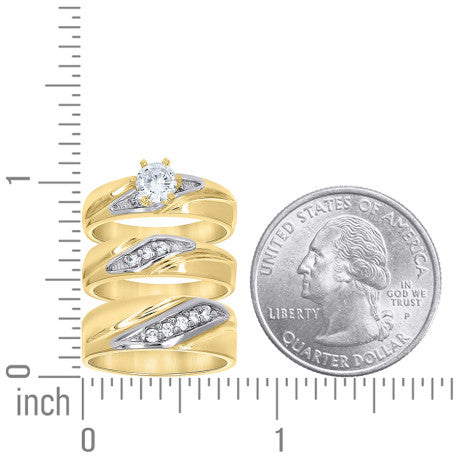 10Kt Gold Cz Trio Ring