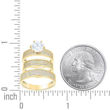 10Kt Gold Cz Trio Ring