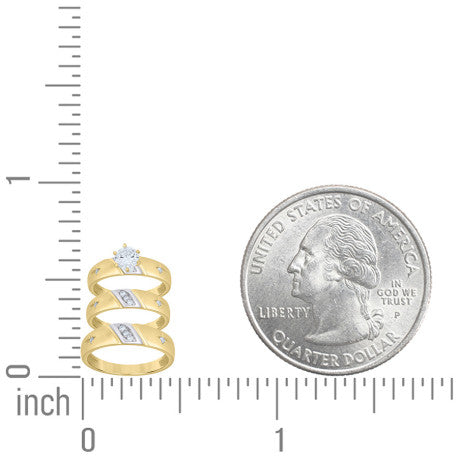 10Kt Gold Cz Trio Ring