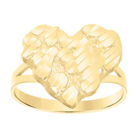10Kt Gold Dome Puffy Heart Nugget Ring