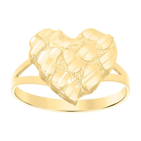 10Kt Gold Dome Puffy Heart Nugget Ring