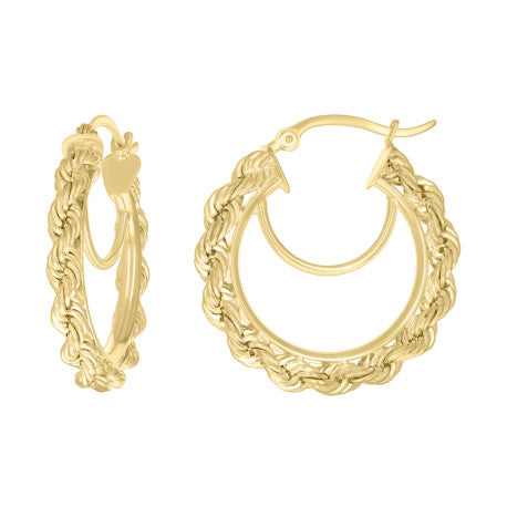 10Kt Gold Fancy Hoop Earrings 3mm