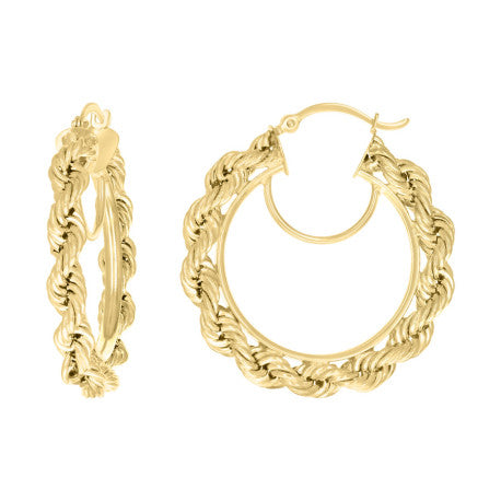 10Kt Gold Fancy Hoop Earrings 4mm