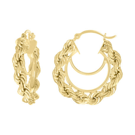 10Kt Gold Fancy Hoop Earrings 4mm