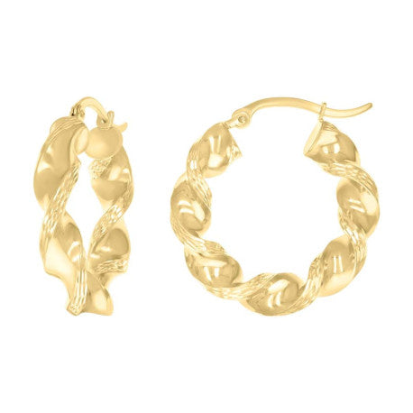 10Kt Gold Fancy Hoop Earrings 5mm