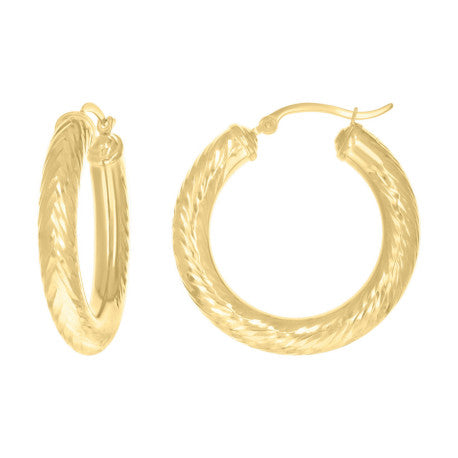 10Kt Gold Fancy Hoop Earrings 5mm
