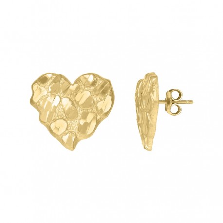 10Kt Gold Heart Nugget Earrings