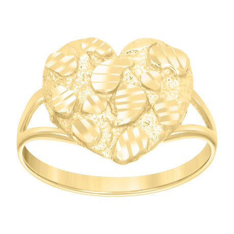 10Kt Gold Heart Nugget Ring