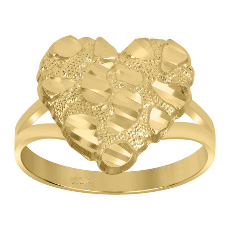 10Kt Gold Heart Nugget Ring