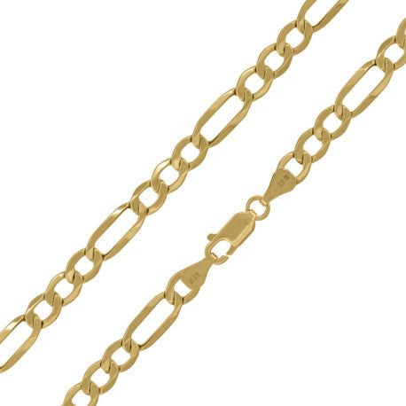 10kt-Gold Hollow Figaro Chain 150