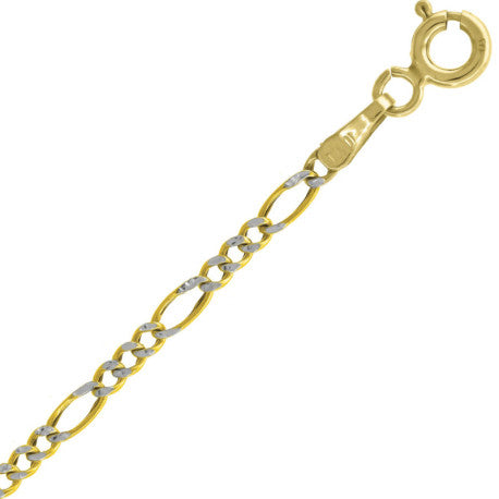 10kt Gold Hollow Pave Figaro Chain 050